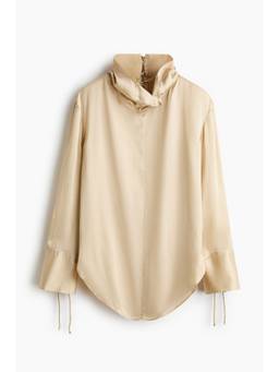 H&M - Women Beige Lacing-Detail Satin Blouse