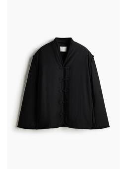 H&M - Women Black Padded Knot-Button Jacket