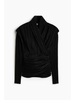 H&M - Women Black Plesac Wrap Blouse