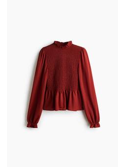 H&M - Women Red Smocked Full-Sleeved Top
