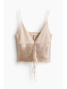 H&M - Women Beige Lace-Up Strappy Top