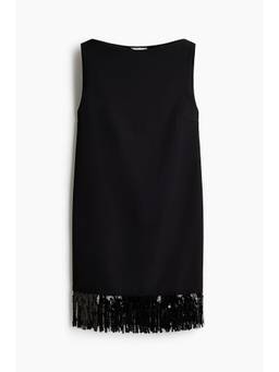 H&M - Women Black Sequin-Fringed Mini Dress