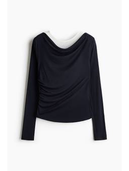 H&M - Women Navy Blue Layered Jersey Top