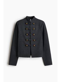 H&M - Women Grey Button-Detail Ponte Di Roma Jacket