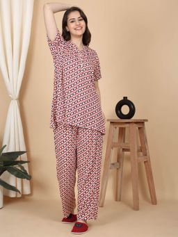 Sweet Dreams - Women Multi-Color Printed Top with Pyjama (Set of 2)