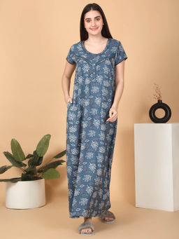 Sweet Dreams - Women Blue Floral Nightdress