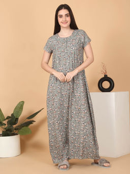 Sweet Dreams - Women Green Floral Nightdress