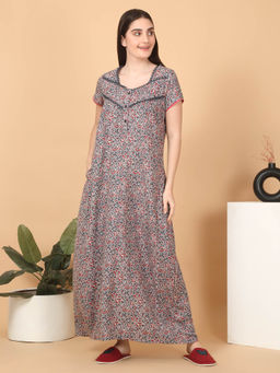 Sweet Dreams - Women Grey Printed Nightdress