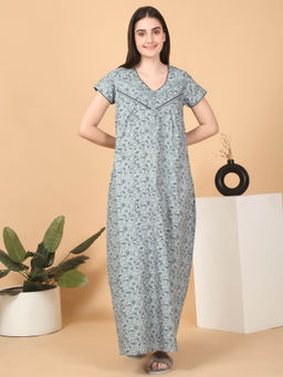 Sweet Dreams - Women Blue Floral Nightdress