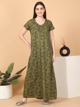 Sweet Dreams - Women Green Floral Nightdress
