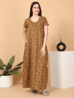 Sweet Dreams - Women Bronze Floral Nightdress