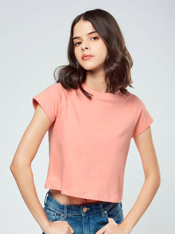 The Souled Store - Pink Solids Women Capped T-Shirt