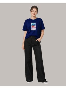 MIXT by Nykaa Fashion - Oversized Graphic Printed T-Shirt - Blue