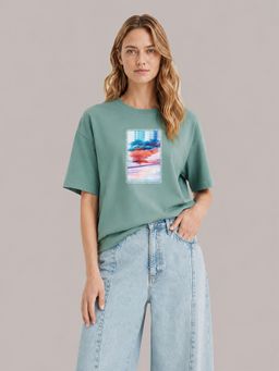MIXT by Nykaa Fashion - Oversized Graphic Printed T-Shirt - Green