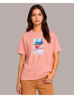MIXT by Nykaa Fashion - Oversized Graphic Printed T-Shirt - Peach