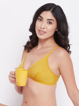 Clovia - Cotton Non Padded Wirefree Demi Cup Bra - Yellow