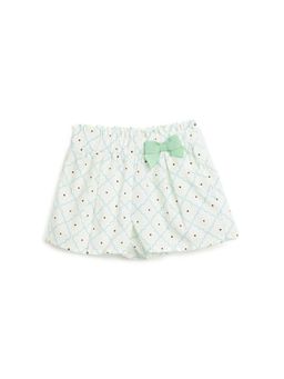 Chicco - Girls White & Green Printed Shorts