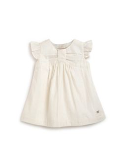 Chicco - Girls Beige Striped Woven Dress