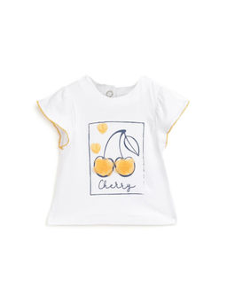 Chicco - Girls White Printed Knitted T-Shirt