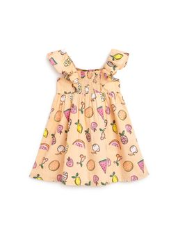 Chicco - Girls Orange Printed Woven Dress