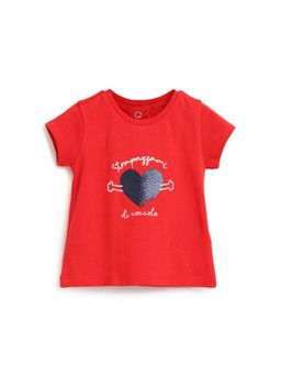 Chicco - Girls Red Heart Printed Knitted T-Shirt