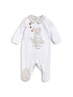 Chicco - Boys White Embroidered Babysuit