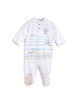 Chicco - Boys White Printed Knitted Babysuit