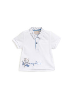 Chicco - Boys White Knitted Short Sleeve Polo T-Shirt