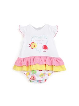 Chicco - Girls White & Pink Knitted Romper