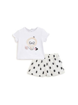 Chicco - Girls White Knitted T-Shirt with Shorts (Set of 2)