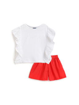 Chicco - Girls White Top with Red Shorts Knitted (Set of 2)