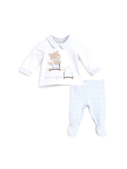 Chicco - Boys White & Light Blue Knitted T-Shirt with Leggings (Set of 2)