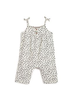 Chicco - Girls White & Brown Knitted Long Dungaree