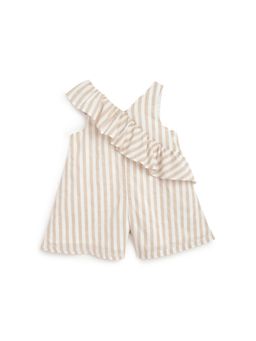 Chicco - Girls Natural Striped Woven Short Dungaree