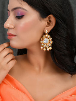 Silvermerc Designs - Bridal Kundan Drop Earrings