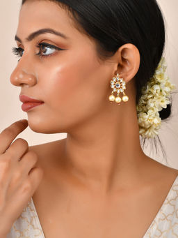 Silvermerc Designs - Pearl Kundan Earrings