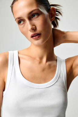 H&M - Women White Ribbed Vest Top