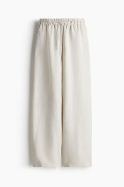 H&M - Women Beige Linen-Blend Trousers