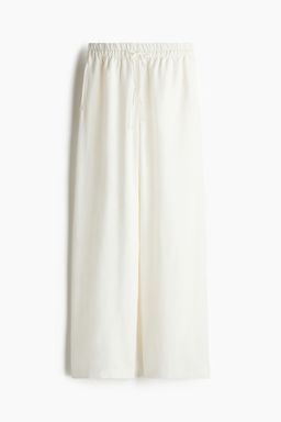 H&M - Women White Linen-Blend Trousers