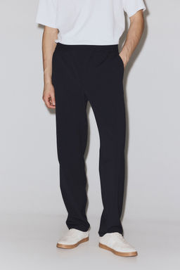 H&M - Men Blue Four-Way Stretch Regular Fit Pull-On Trousers