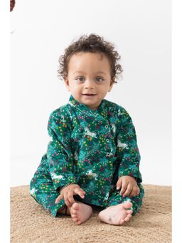 TIBER TABER - Unisex Holly Jolly Flexi Kimono Green Co Ord (Set of 2)