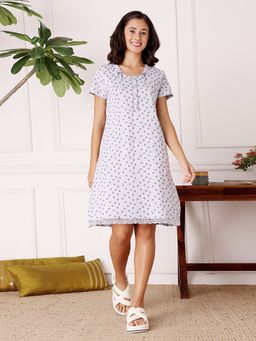 Bodycare - Purple Women Printed Knee Length Nightdress