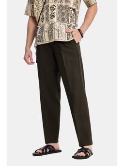 Snitch - Olive Textured Loose Casual Trouser for Men