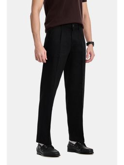 Snitch - Black Textured Loose Casual Trouser for Men