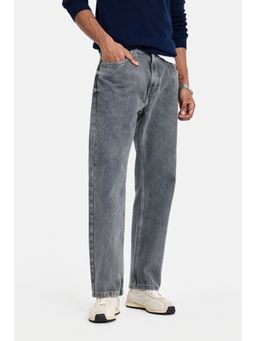 Snitch - Grey Washed Straight Casual Jeans for Men