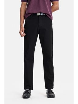 Snitch - Black Textured Regular Casual Trouser for Men