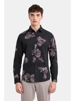 Snitch - Black Floral Full Sleeves Slim Casual Shirt for Men