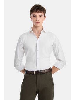Snitch - White Solid Full Sleeves Slim Formal Shirt for Men