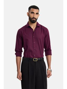 Snitch - Burgundy Solid Full Sleeves Slim Work Shirt for Men