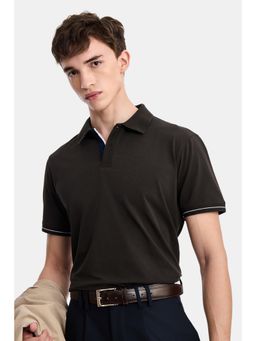 Snitch - Brown Solid Half Sleeves Regular Casual Polo T-Shirt
